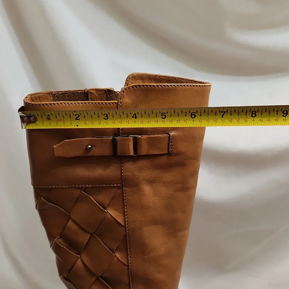 Fabianelli Woven Brown Leather Tall Lined Boots (W Size 37)